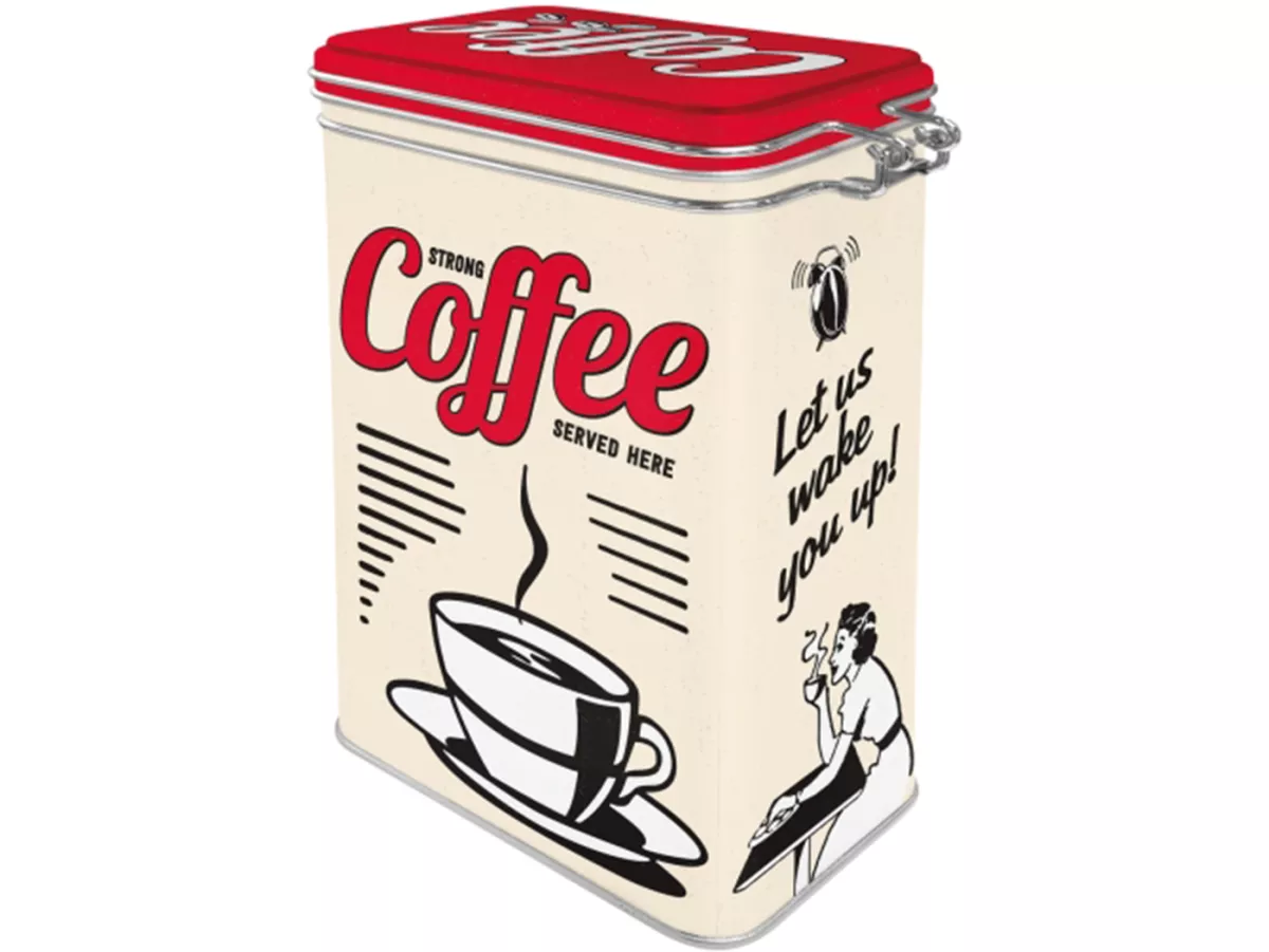Kaffeedose, Aromadose -Nostalgic Art- Strong Coffee Served Here - 7.5x11x17.5cm (1.3l)