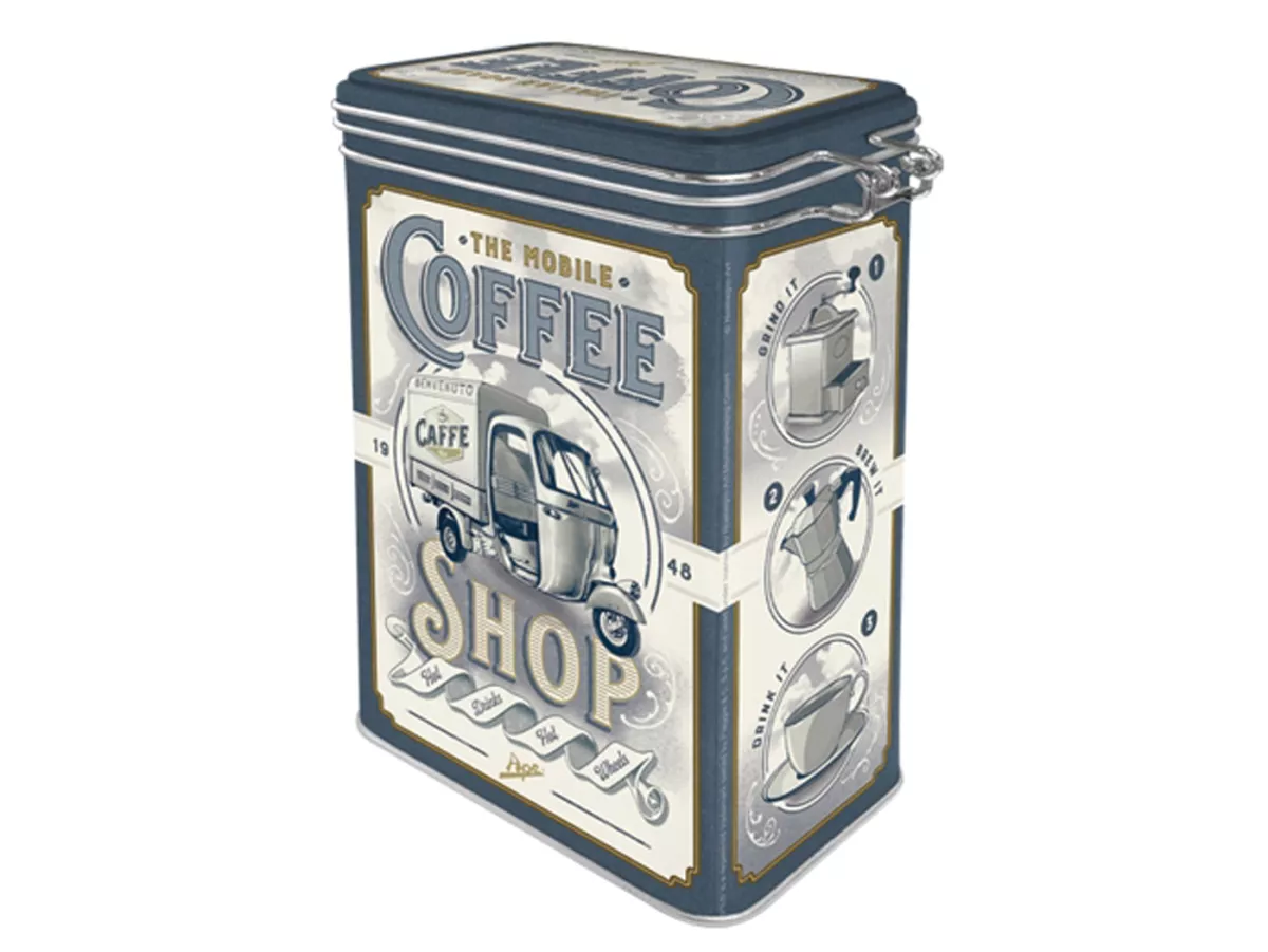 Barattolo per caffè, barattolo per aromi - Arte nostalgica - Ape, Il negozio mobile di caffè - 7,5x11x17,5 cm (1,3 l)
