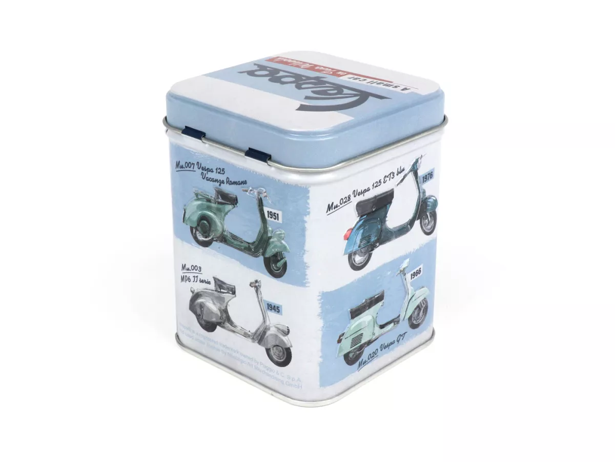 Tea box -Nostalgic Art- Vespa A small car on two wheels, 7,5 × 7,5× 9,5cm