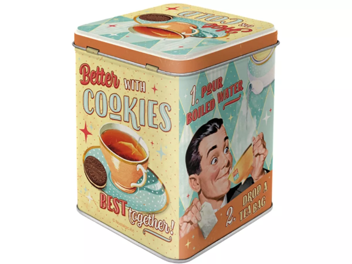 Teedose -Nostalgic Art- Tea & Cookies Together, 7,5 × 7,5× 9,5cm