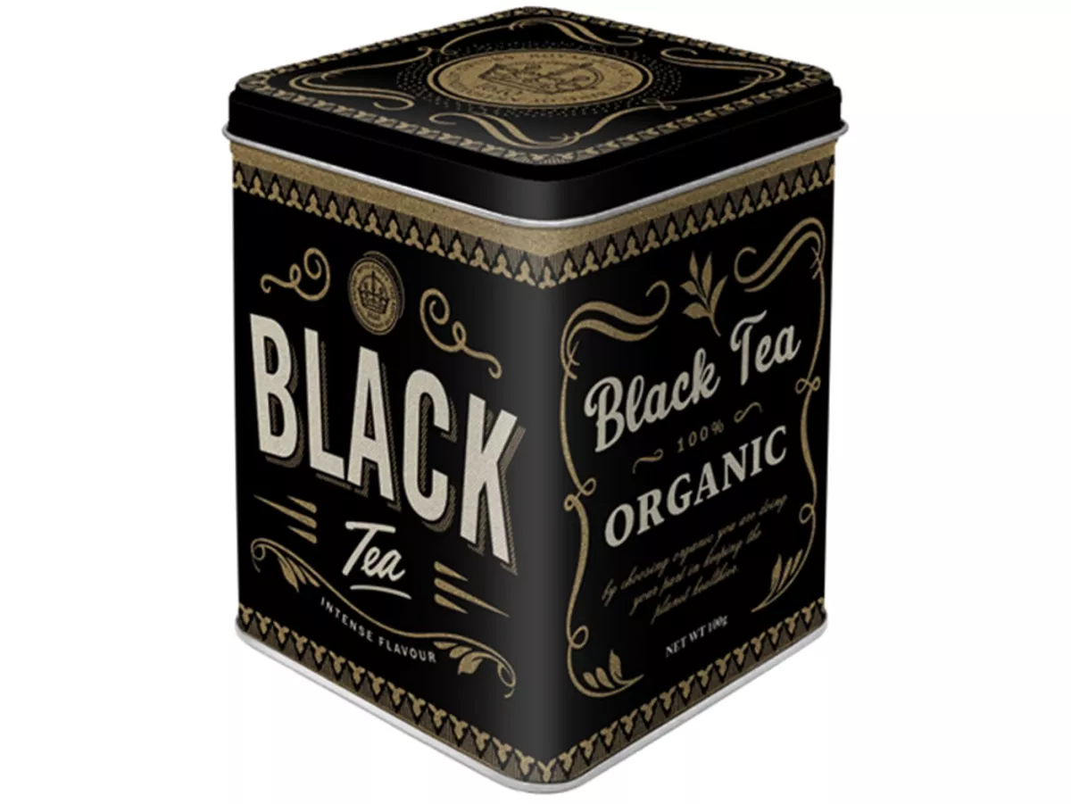 Tehållare -Nostalgisk konst- Svart te, 7,5 × 7,5× 9,5cm