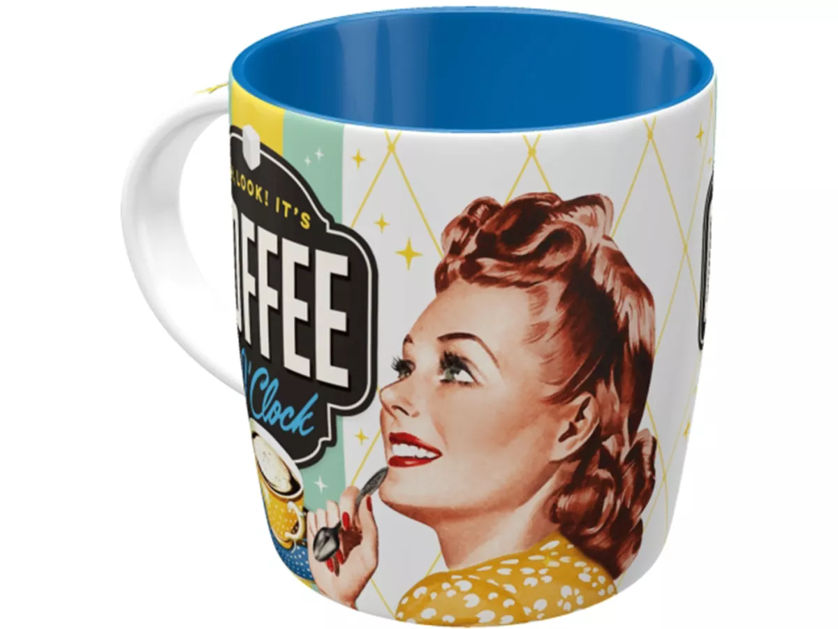 Taza - Coffee Mug -Nostalgic Art- Coffee O' Clock, Ø=85mm x 90mm, 340ml