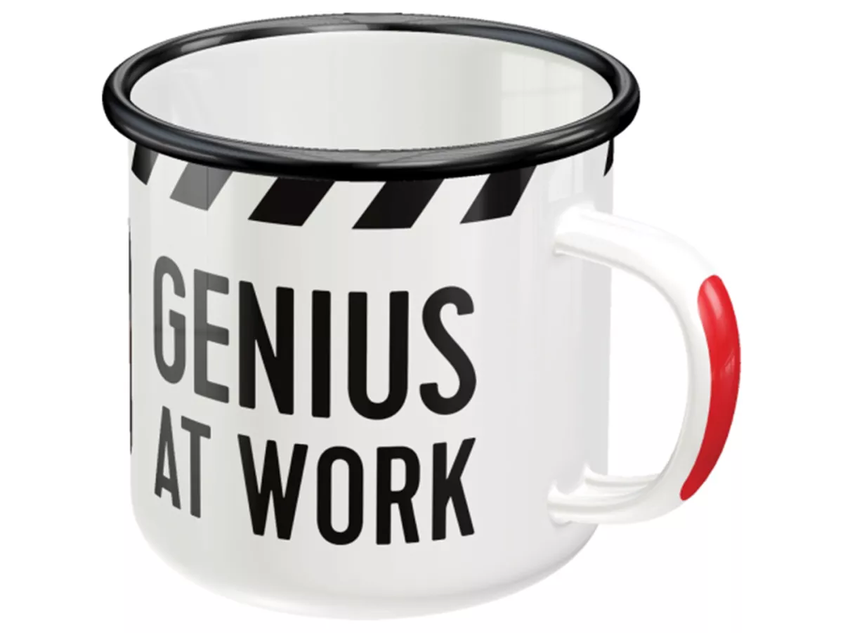 Tasse - Emaille-Becher -Nostalgic Art- Genius At Work, Ø=8cm x 8cm, 360ml