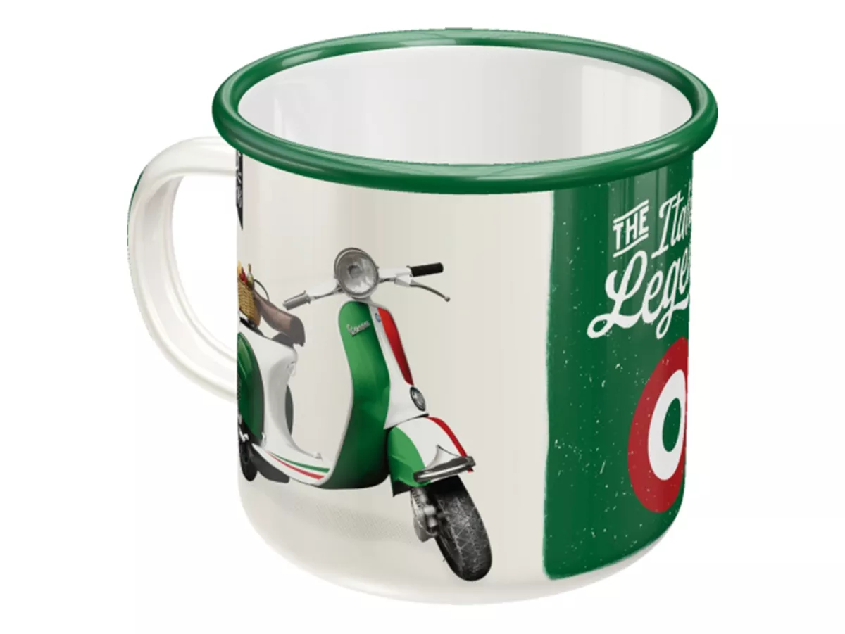 Taza - Taza esmaltada -Arte nostálgico- Vespa, Leyenda Italiana, Ø=8cm x 8cm, 360ml
