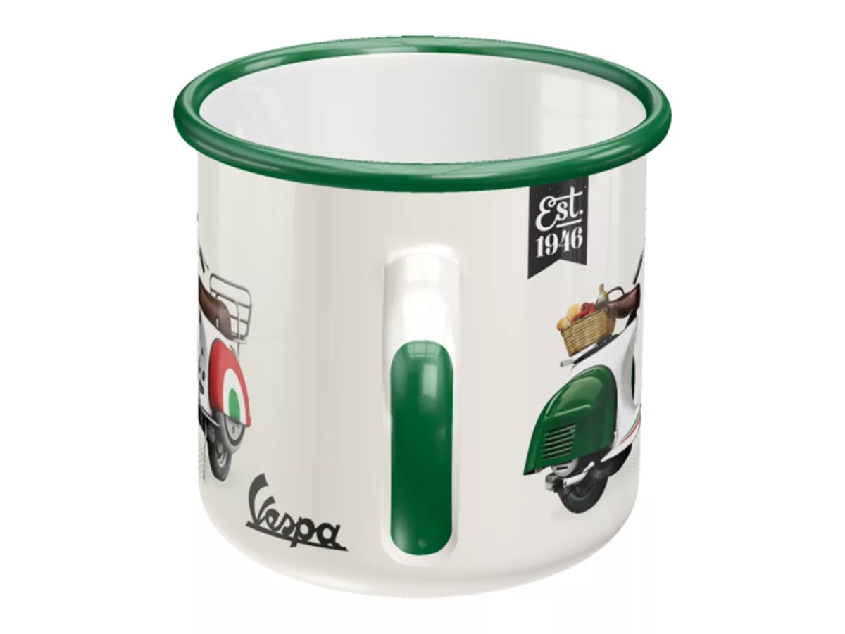 Taza - Taza esmaltada -Arte nostálgico- Vespa, Leyenda Italiana, Ø=8cm x 8cm, 360ml