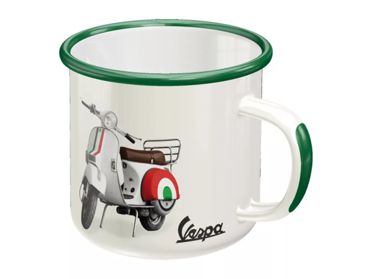 Taza - Taza esmaltada -Arte nostálgico- Vespa, Leyenda Italiana, Ø=8cm x 8cm, 360ml