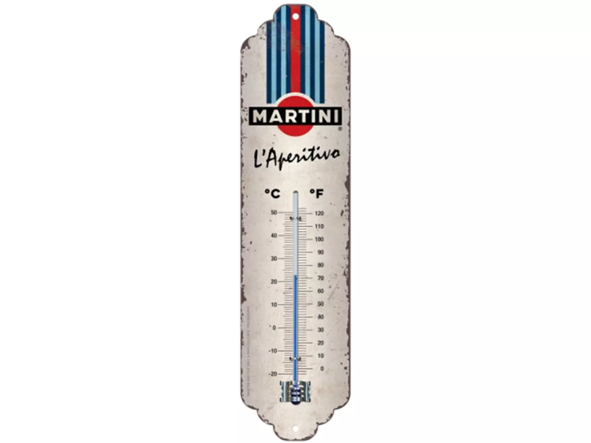 Thermometer -Nostalgic Art- Martini - L'Aperitivo Racing Stripes, 65x280mm