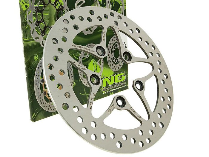 Disco freno -NG Ø220x60x4mm- Aprilia Leonardo 125 (1996-1998) anteriore sinistro, Aprilia Leonardo 150 (1997-1998) anteriore sinistro, Aprilia Scarabeo 50 De-Luxe (1998) anteriore sinistro, Aprilia Scarabeo 50 DD / 50 DT (1998-2002) anteriore sinistro, Ap