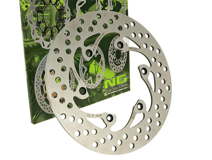 Remschijf -NG Ø230x105x4mm- Aprilia Tuareg 125 (1986) linksachter, Aprilia Tuareg 125 (1987) linksachter, Aprilia Tuareg 125 (1988) linksachter, Aprilia Red Rose 50 (1989) linksvoor, Malaguti Ciak 100 TD (1999-2000) linksvoor, Malaguti Ciak 50 T