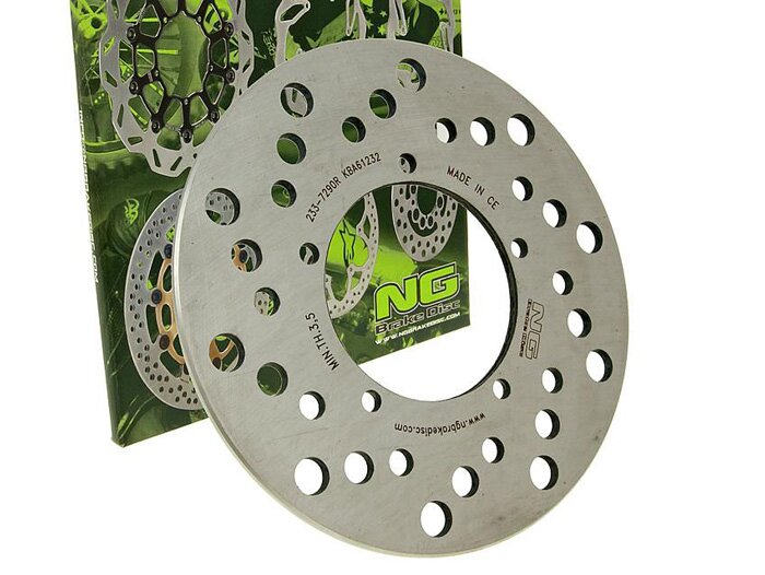 Brake disc -NG Ø175x73x4mm- Piaggio NRG 50 RST MC2 (1996-1998) rear lhs, Piaggio NRG Extreme MC2 DD/DT (1996-1998) rear lhs, Gilera Stalker 50 DD (1997-2001) rear lhs, Piaggio Zip 50 2-stroke (2000) front lhs, Piaggio Zip 50 Electrico (2000) front lhs, Pi