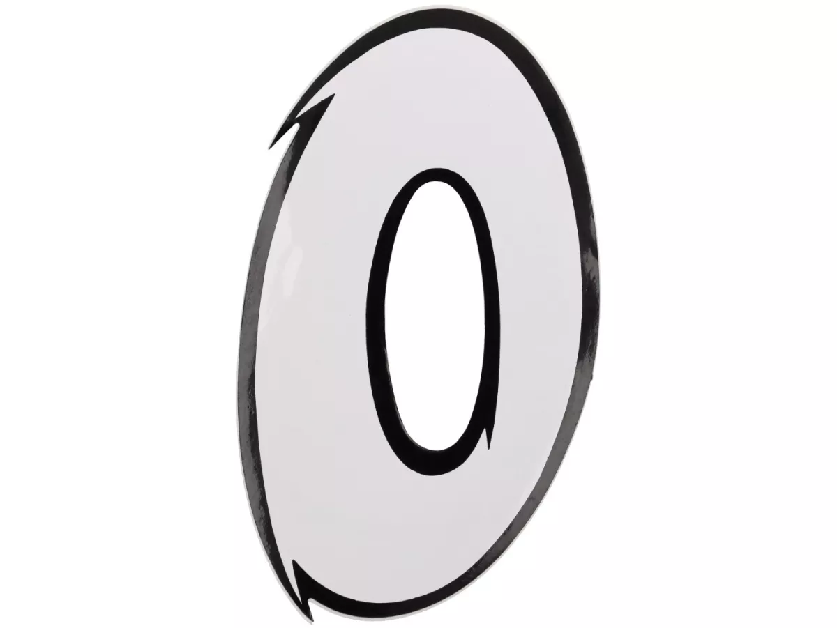 Autocollant -NUMÉRO- 0 - blanc/noir