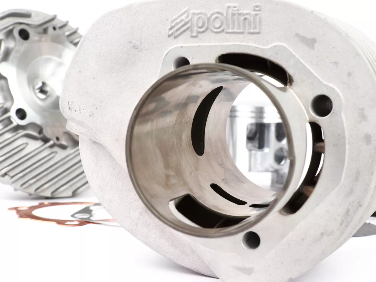 Silinder -POLINI 221 ccm (2023) aluminium, stroke 60mm- Vespa PX200, Rally200 - dengan kepala silinder