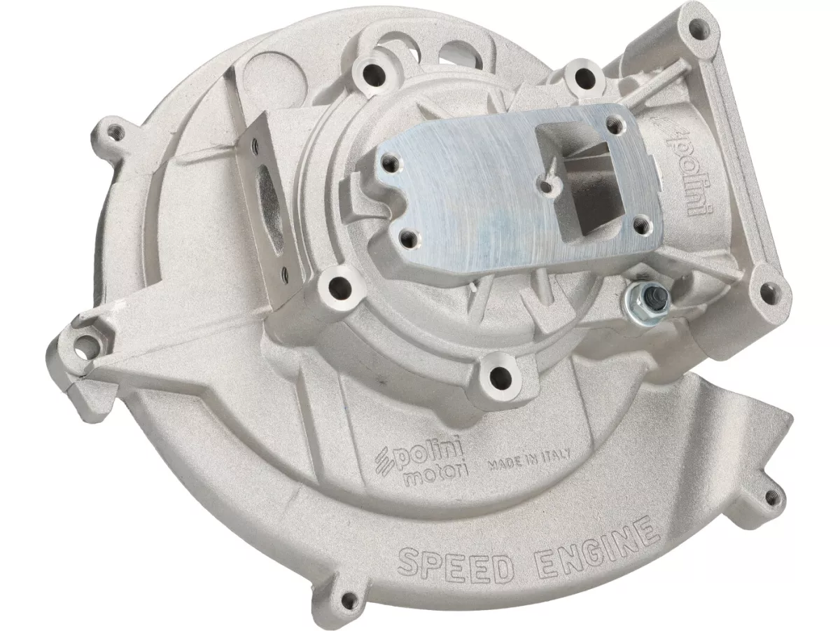 Engine housing -POLINI- 4P - Speedengine - elect. ignition - Piaggio Ciao, Boss, Boxer, SI, Grillo, Bravo, Superbravo - 4 studs, side intake