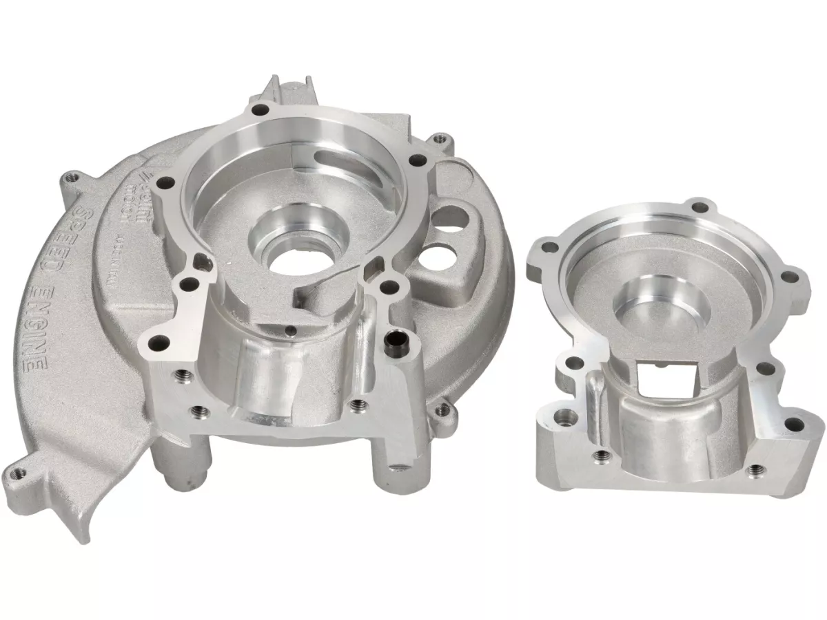 Engine housing -POLINI- 4P - Speedengine - elect. ignition - Piaggio Ciao, Boss, Boxer, SI, Grillo, Bravo, Superbravo - 4 studs, side intake