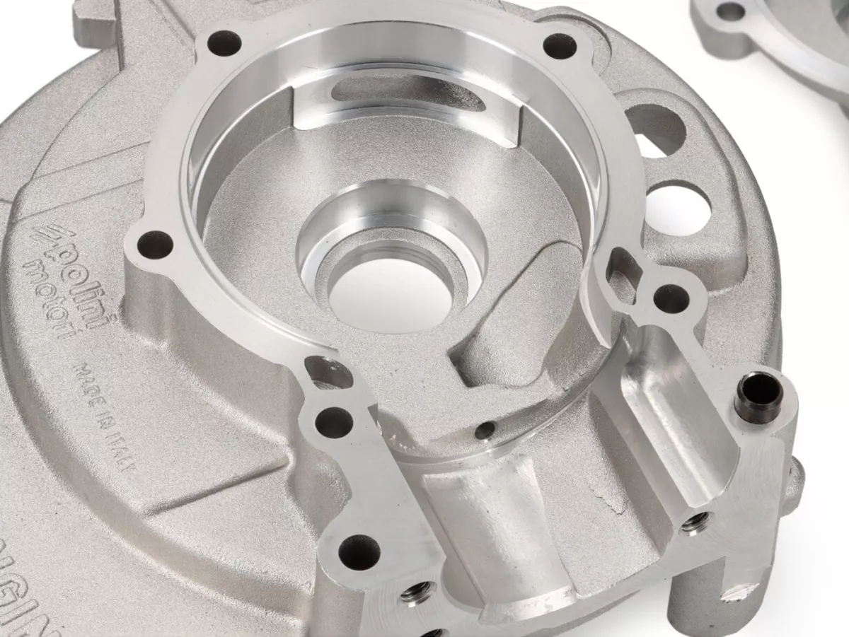 Engine housing -POLINI- 4P - Speedengine - elect. ignition - Piaggio Ciao, Boss, Boxer, SI, Grillo, Bravo, Superbravo - 4 studs, side intake