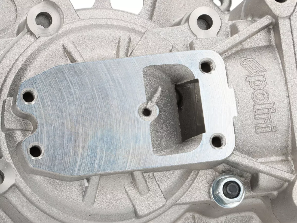 Engine housing -POLINI- 4P - Speedengine - elect. ignition - Piaggio Ciao, Boss, Boxer, SI, Grillo, Bravo, Superbravo - 4 studs, side intake