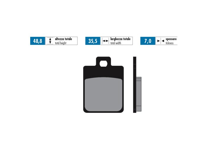 Remblokken -POLINI 35,6x49mm- Hengtong - Vespa PX (2011-2017) - Vespa PX125/150 (ZAPM741, ZAPM742, 2011-), S50-150 (ZAPC389, ZAPC381, ZAPC386, ZAPM444, ZAPM682, ZAPM44302), ET4 50 (ZAPC260), LX50-125 (ZAPC384, ZAPC381, ZAPC387, ZAPC383, ZAPM441, ZAPM443,