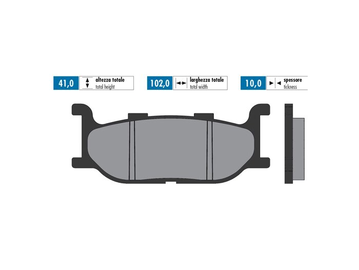 Brake pads -POLINI 102.0x41.0mm- Yamaha Majesty 400 (2004-), Yamaha T-Max 500 Carb.
