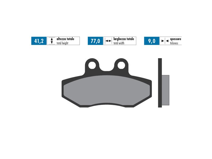 Pastillas de freno -POLINI 77.0x41.2mm- Yamaha Cygnus X 125 (Carb.)