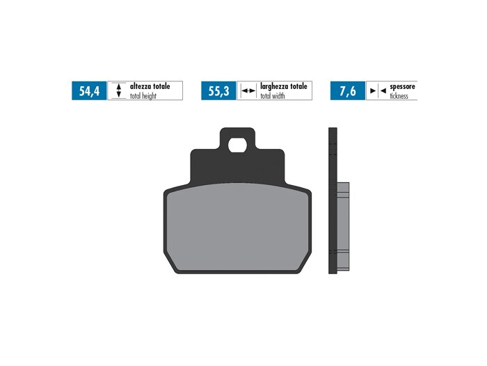 Bremsbeläge -POLINI 55.3x52.1mm- Piaggio Beverly 400 (2005-), Piaggio Beverly 500 (2005-), Piaggio MP3 125, Piaggio MP3 250, Piaggio X 8 125, Piaggio X 8 200, Piaggio X 9 125, Piaggio X 9 250 Evolution