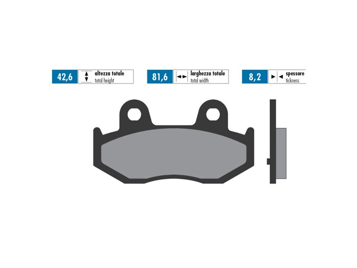 Brake pads -POLINI Sintered 81.6x42.6mm- Suzuki Burgman 250, Suzuki Burgman 400 (X, K3, K6)