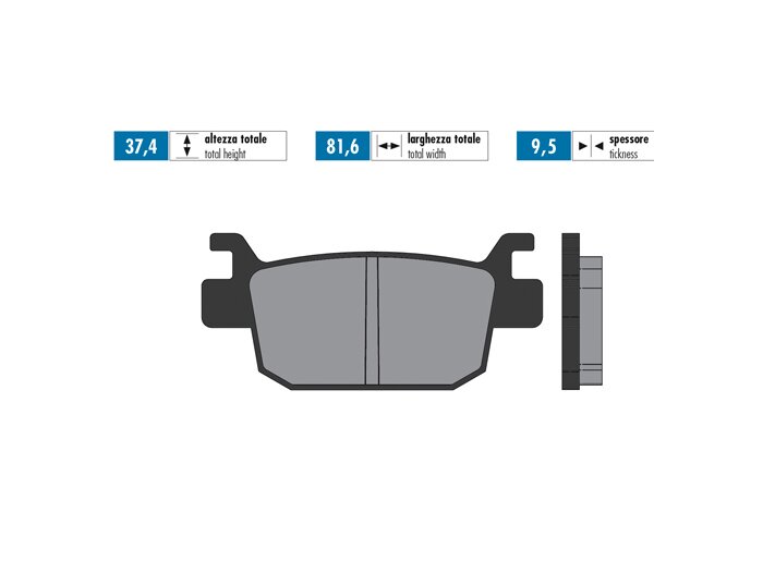 Bromsbelägg -POLINI Sintered 81.6x37.4mm- Honda @ 125, Honda NES 125, Honda @ 150, Honda NES 150, Honda Forza 125 (2015-), Honda Forza 250 (2001-), Honda Forza 300 Ie, Honda Jazz 250, Honda Reflex 250, Honda S-Wing 125, Honda S-Wing 150, Honda SH 125I (-2