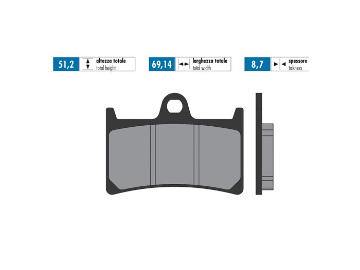 Pastiglie freno -POLINI Sinterizzate 69,2x51,3mm- Yamaha T Max 500 Ie (2008-), Yamaha T Max 530 Ie (2012-)