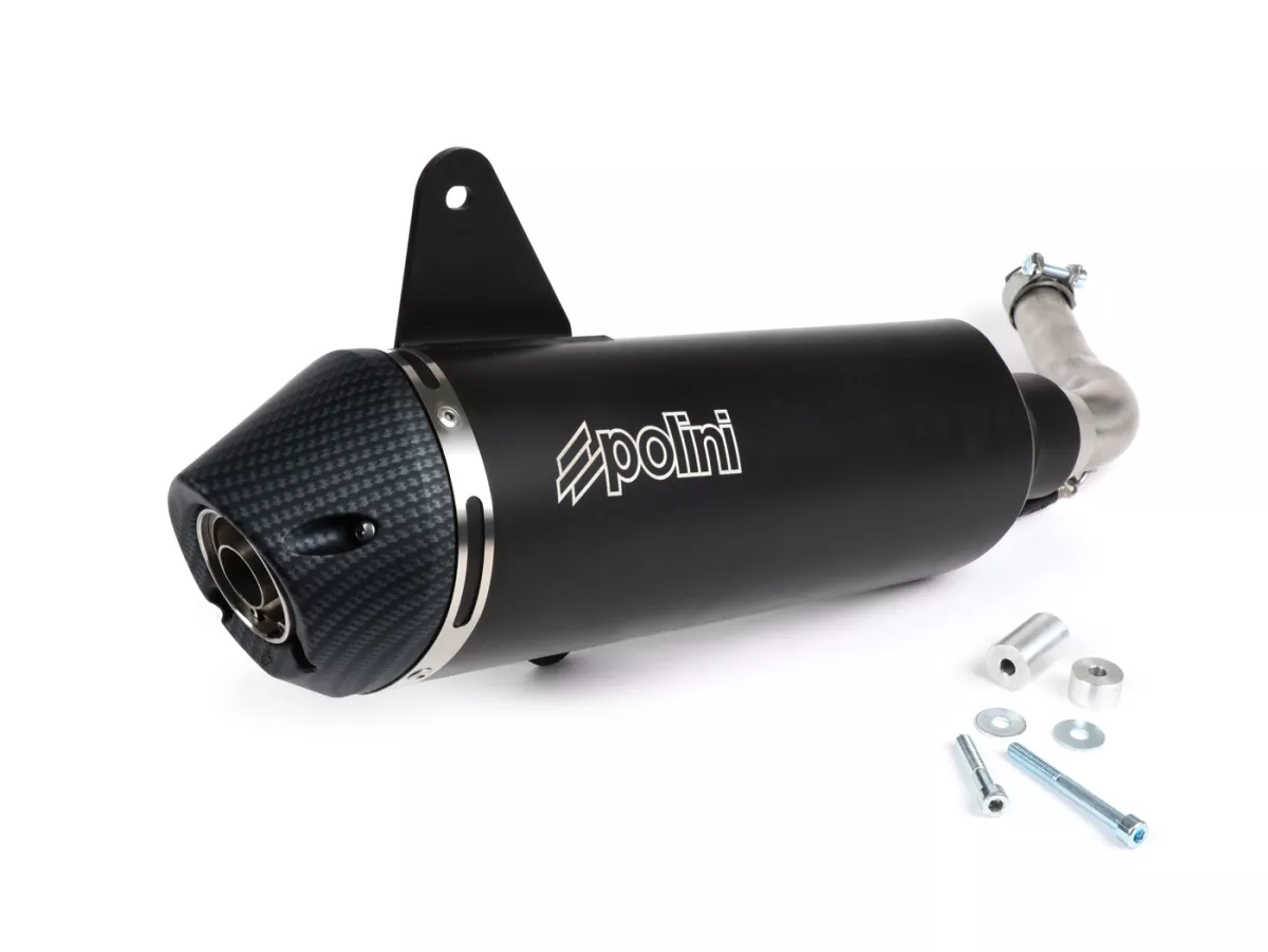 Auspuff -POLINI, slip on- Vespa GTS 300ie SUPER (ZAPMA33) - (Euro 4, 2016-) - Aluminium (schwarz) - mit Katalysator