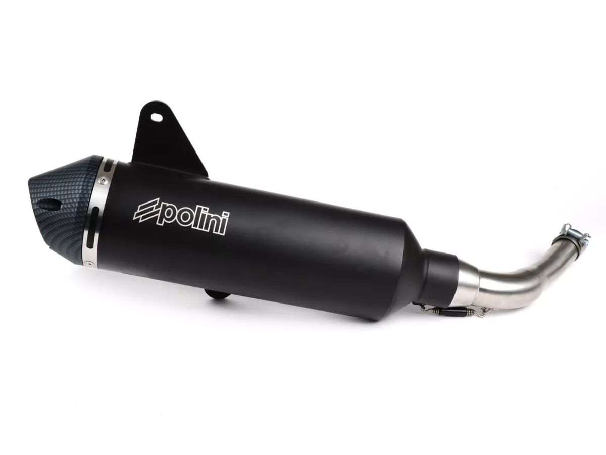 Auspuff -POLINI, slip on- Vespa GTS 300ie SUPER (ZAPMA33) - (Euro 4, 2016-) - Aluminium (schwarz) - mit Katalysator