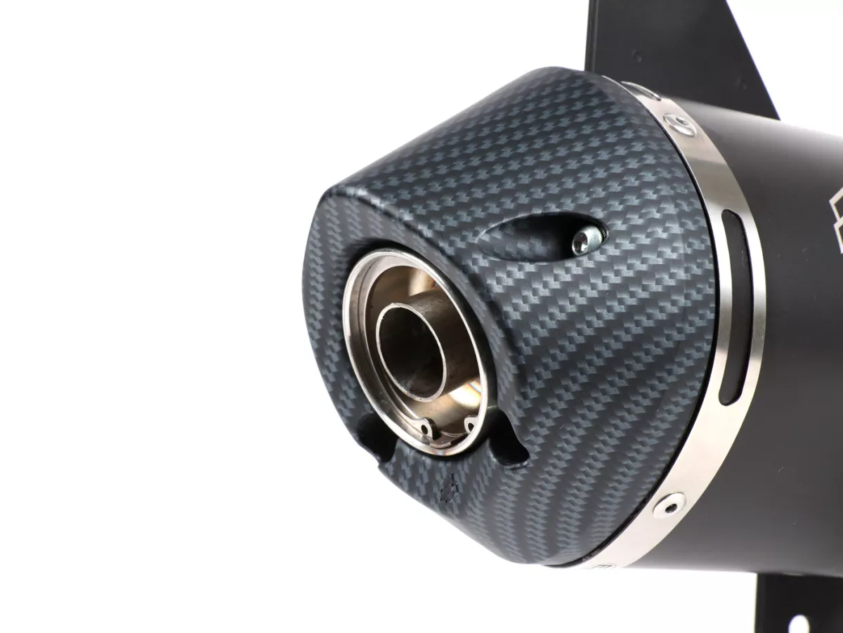 Auspuff -POLINI, slip on- Vespa GTS 300ie SUPER (ZAPMA33) - (Euro 4, 2016-) - Aluminium (schwarz) - mit Katalysator