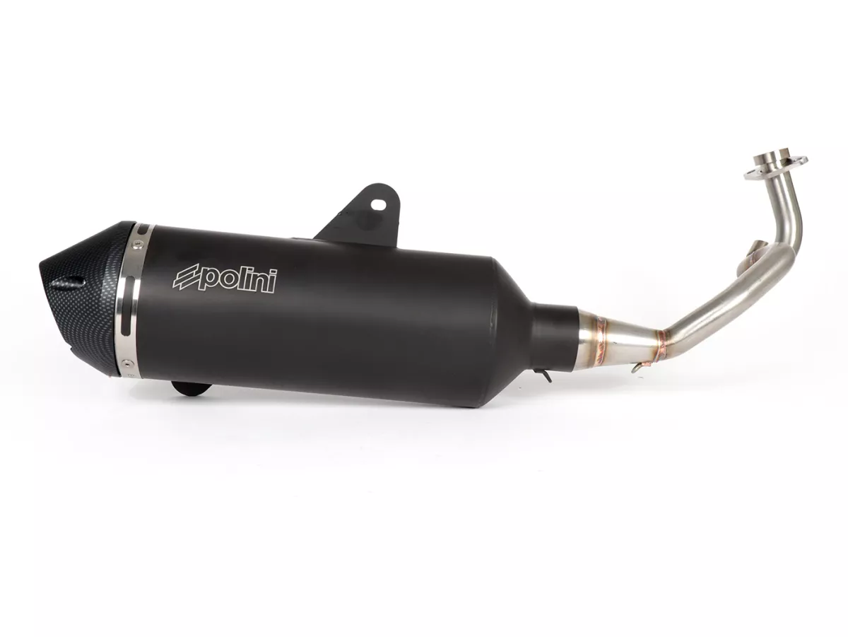 Tubo de escape -POLINI- sistema completo - Vespa GTS 125 (ZAPMA31 / ZAPMA32) - (Euro 4, 2016-) - Aluminio (negro) - sin catalizador