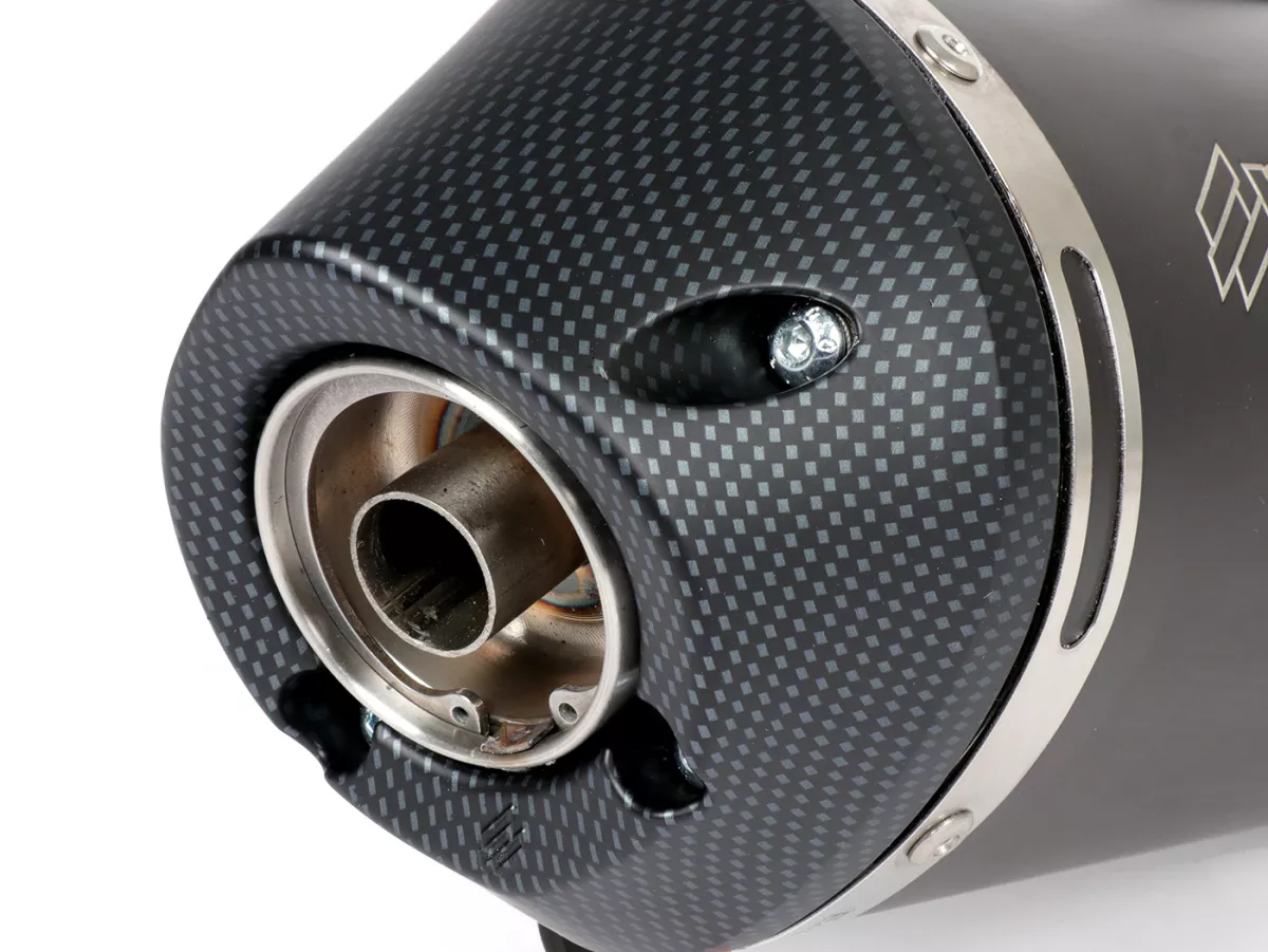 Tubo de escape -POLINI- sistema completo - Vespa GTS 125 (ZAPMA31 / ZAPMA32) - (Euro 4, 2016-) - Aluminio (negro) - sin catalizador