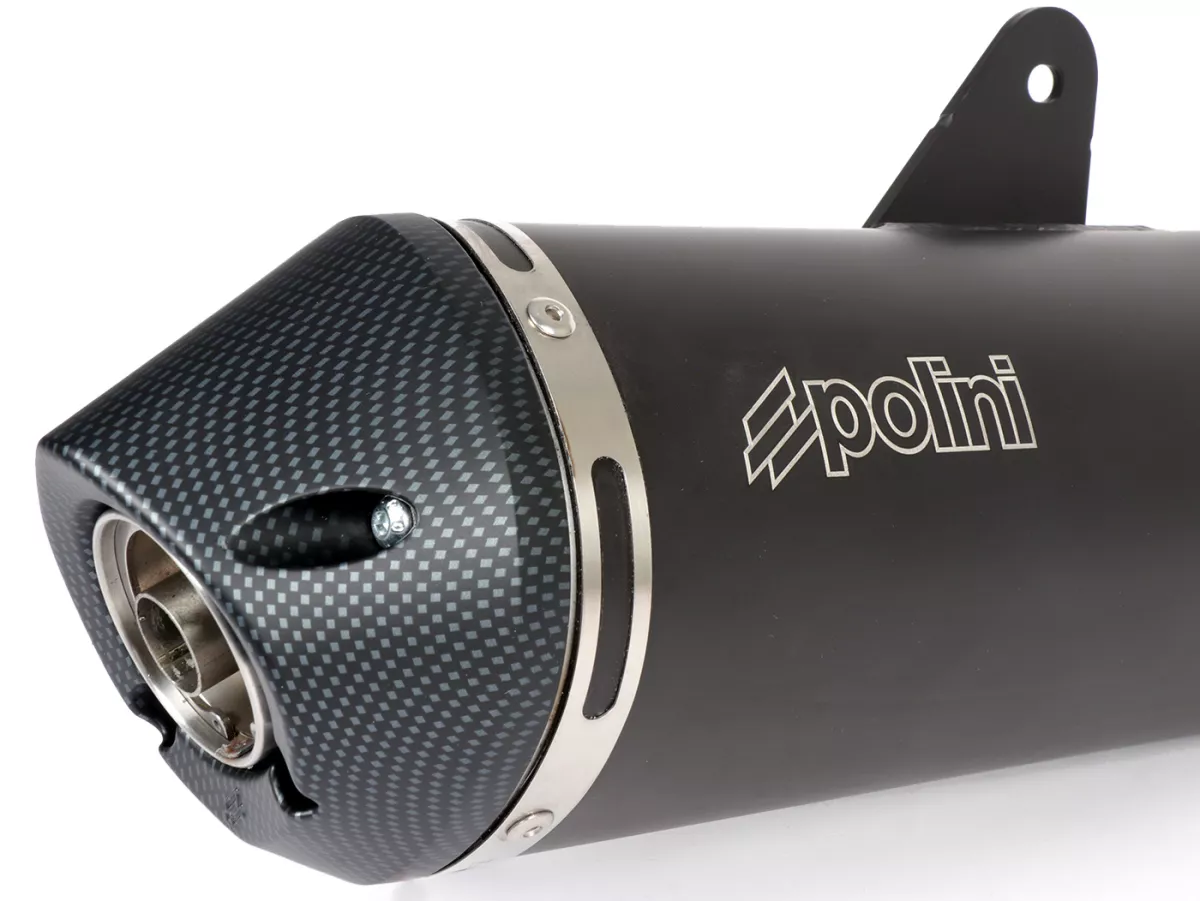Tubo de escape -POLINI- sistema completo - Vespa GTS 125 (ZAPMA31 / ZAPMA32) - (Euro 4, 2016-) - Aluminio (negro) - sin catalizador