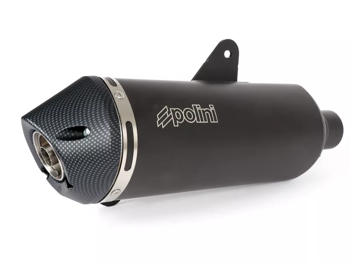Tubo de escape -POLINI- sistema completo - Vespa GTS 125 (ZAPMA31 / ZAPMA32) - (Euro 4, 2016-) - Aluminio (negro) - sin catalizador