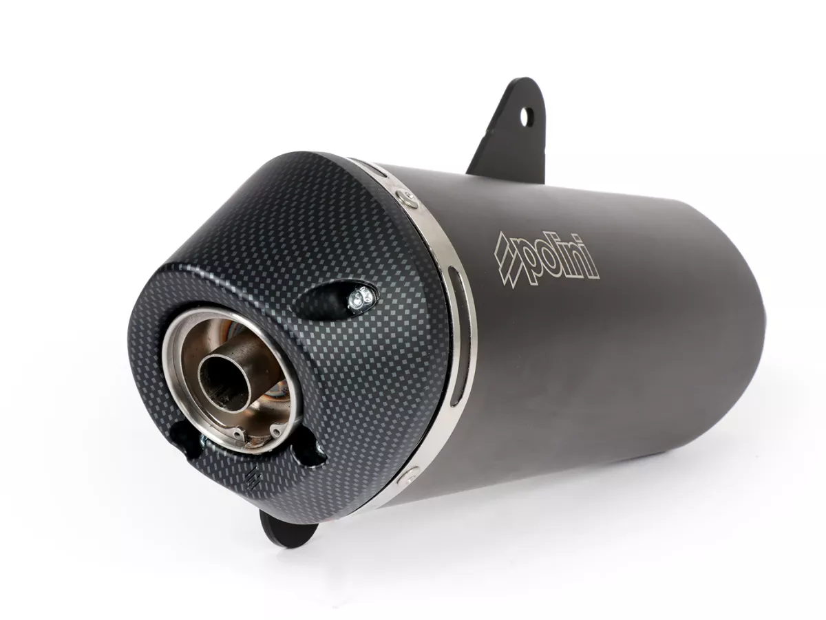 Tubo de escape -POLINI- sistema completo - Vespa GTS 125 (ZAPMA31 / ZAPMA32) - (Euro 4, 2016-) - Aluminio (negro) - sin catalizador