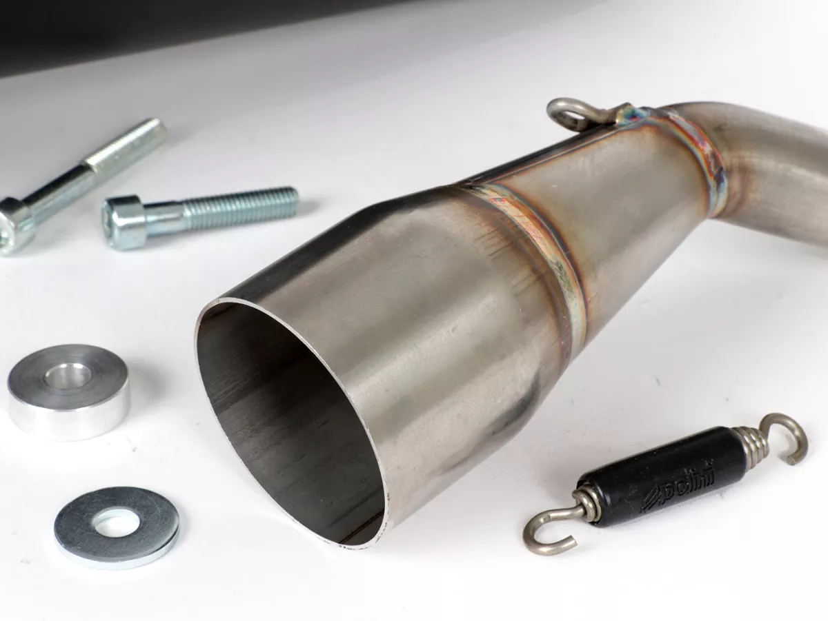 Tubo de escape -POLINI- sistema completo - Vespa GTS 125 (ZAPMA31 / ZAPMA32) - (Euro 4, 2016-) - Aluminio (negro) - sin catalizador