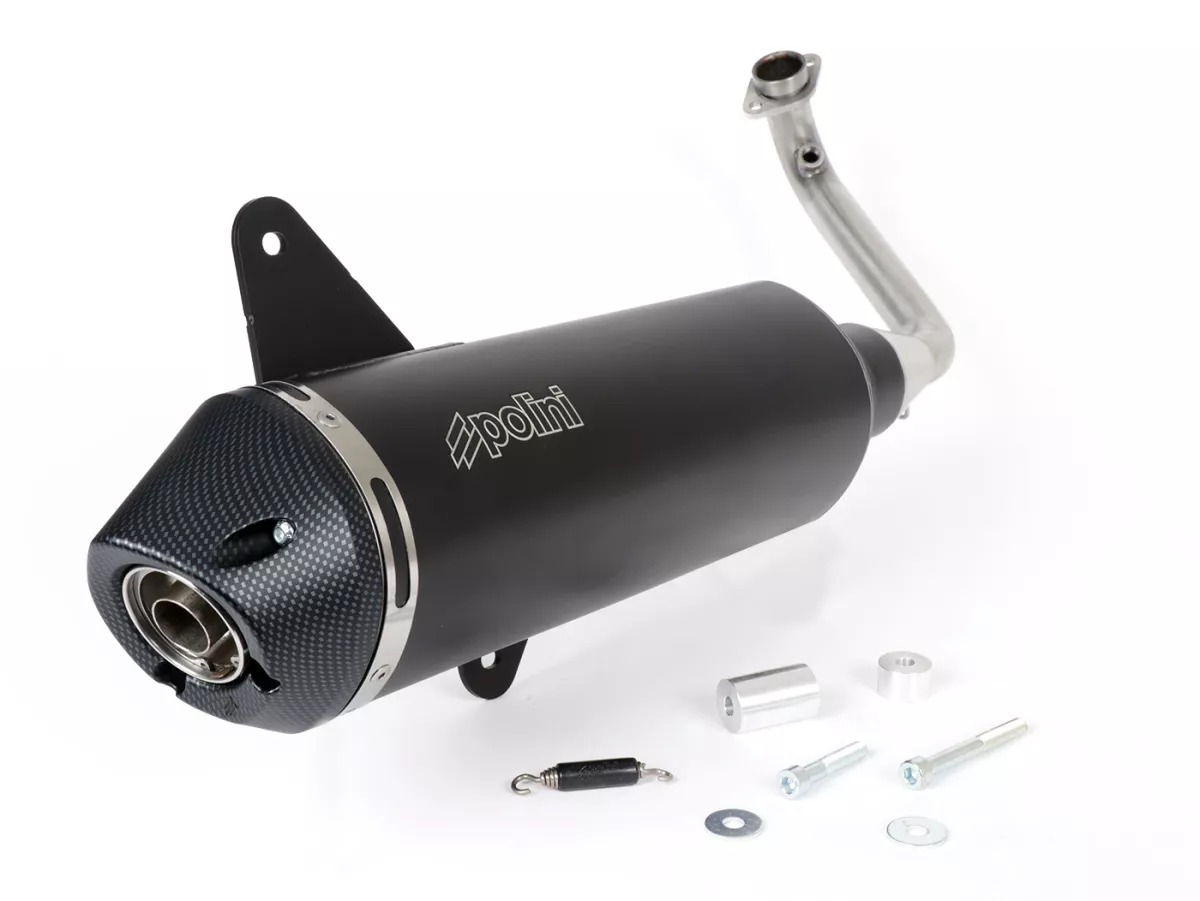 Avgassystem -POLINI- komplett system - Vespa GTS 300, GTS Super 300 (MD31M) - (Euro 5, 2021-) - aluminium (svart) - utan katalysator