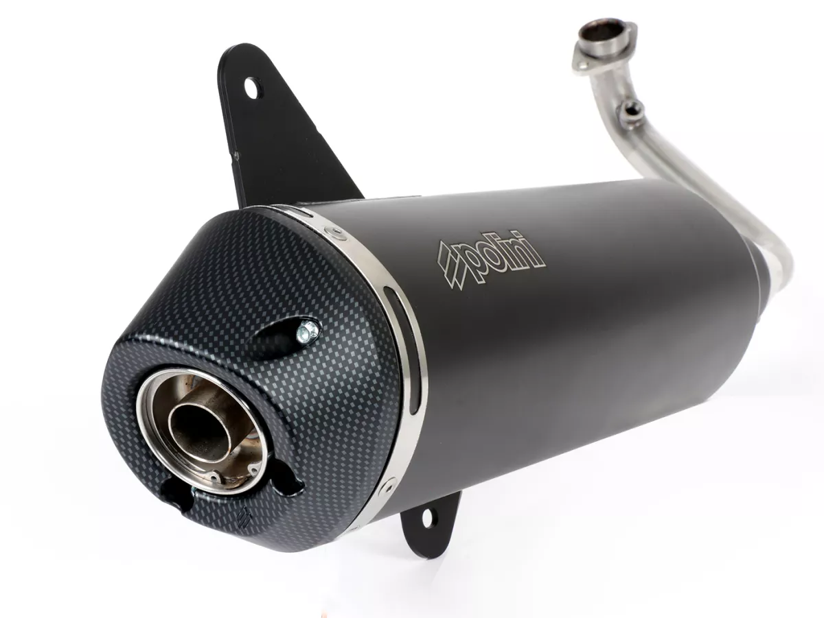 Avgassystem -POLINI- komplett system - Vespa GTS 300, GTS Super 300 (MD31M) - (Euro 5, 2021-) - aluminium (svart) - utan katalysator