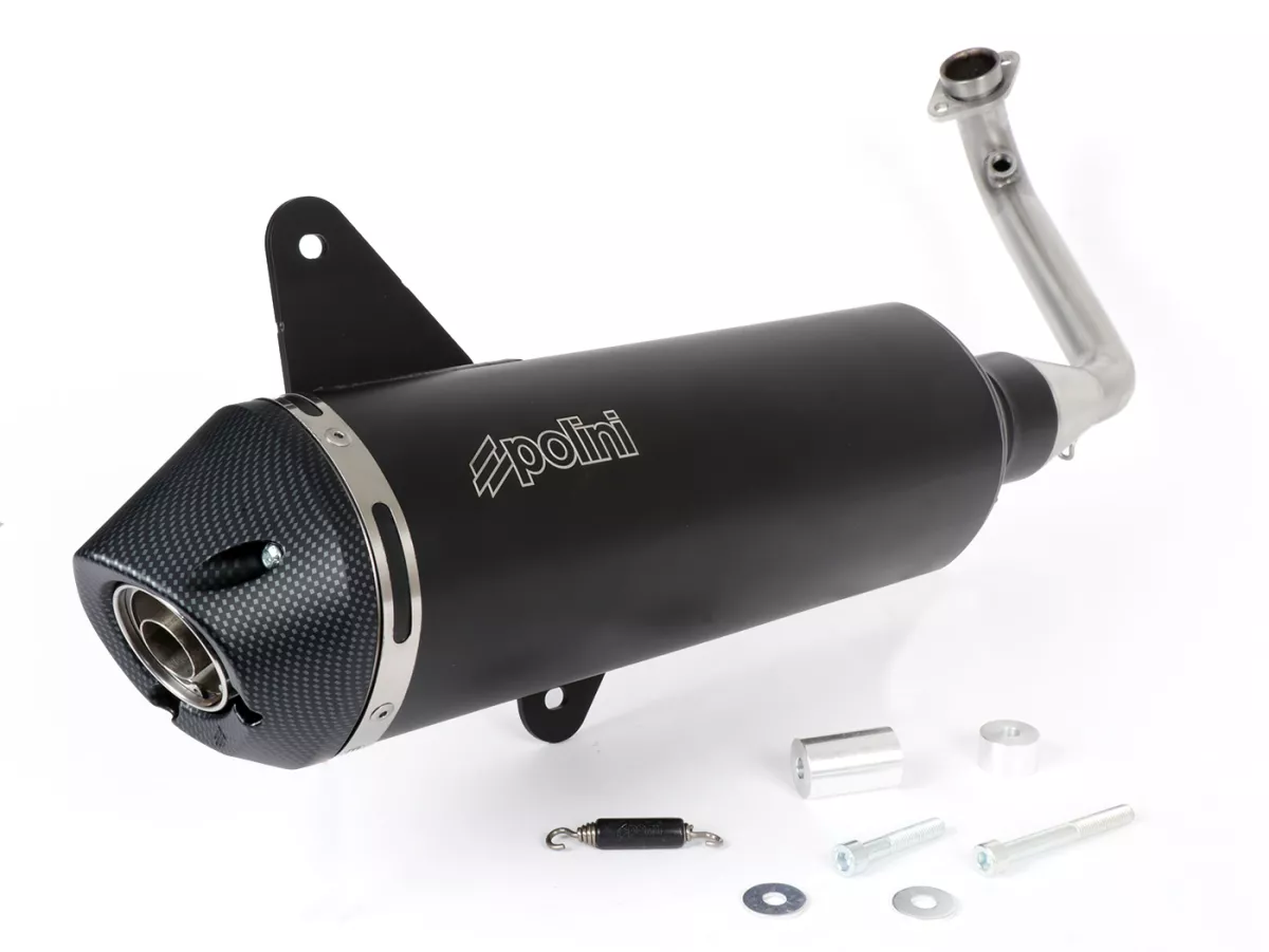 Avgassystem -POLINI- komplett system - Vespa GTS 300, GTS Super 300 (MD31M) - (Euro 5, 2021-) - aluminium (svart) - utan katalysator
