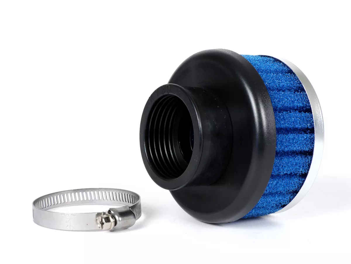 Air filter -POLINI- Special Air Box Filter - 0°, short, L=80mm, connection width = Ø39mm - blue - Dell'Orto PHBL 24-26, PHBH 26-30