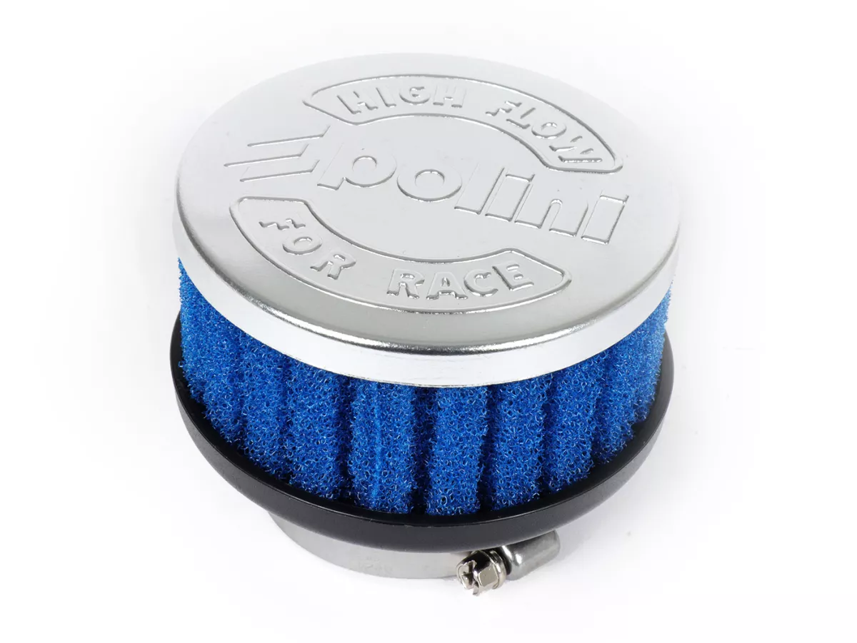 Air filter -POLINI- Special Air Box Filter - 0°, short, L=80mm, connection width = Ø39mm - blue - Dell'Orto PHBL 24-26, PHBH 26-30