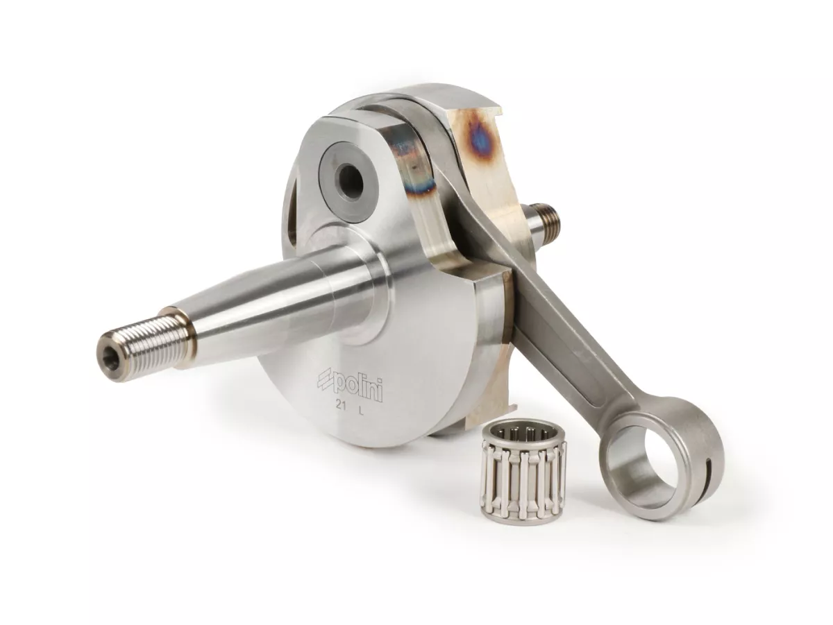 Poros engkol -POLINI (katup putar) langkah 51mm, batang penghubung 97mm- Poros konversi Vespa PK50 XL/XL2 ke 125cc (kerucut Ø 20mm)