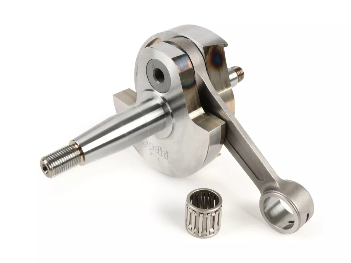 Poros engkol -POLINI (katup putar) langkah 51mm, batang penghubung 97mm- Poros konversi Vespa PK50 XL/XL2 ke 125cc (kerucut Ø 20mm)