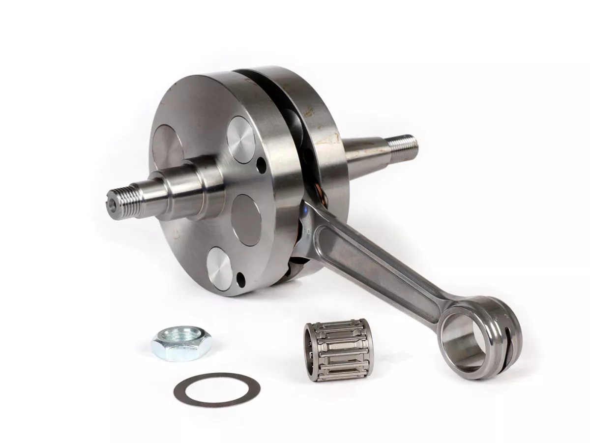 Crankshaft -POLINI RACING (for reed valve intake) full circle 'reed mission', stroke 54mm, conrod 105mm- conversion crankshaft Vespa PK50 XL/XL2 to 125cc (Ø=20mm cone) - for cylinder P1400227