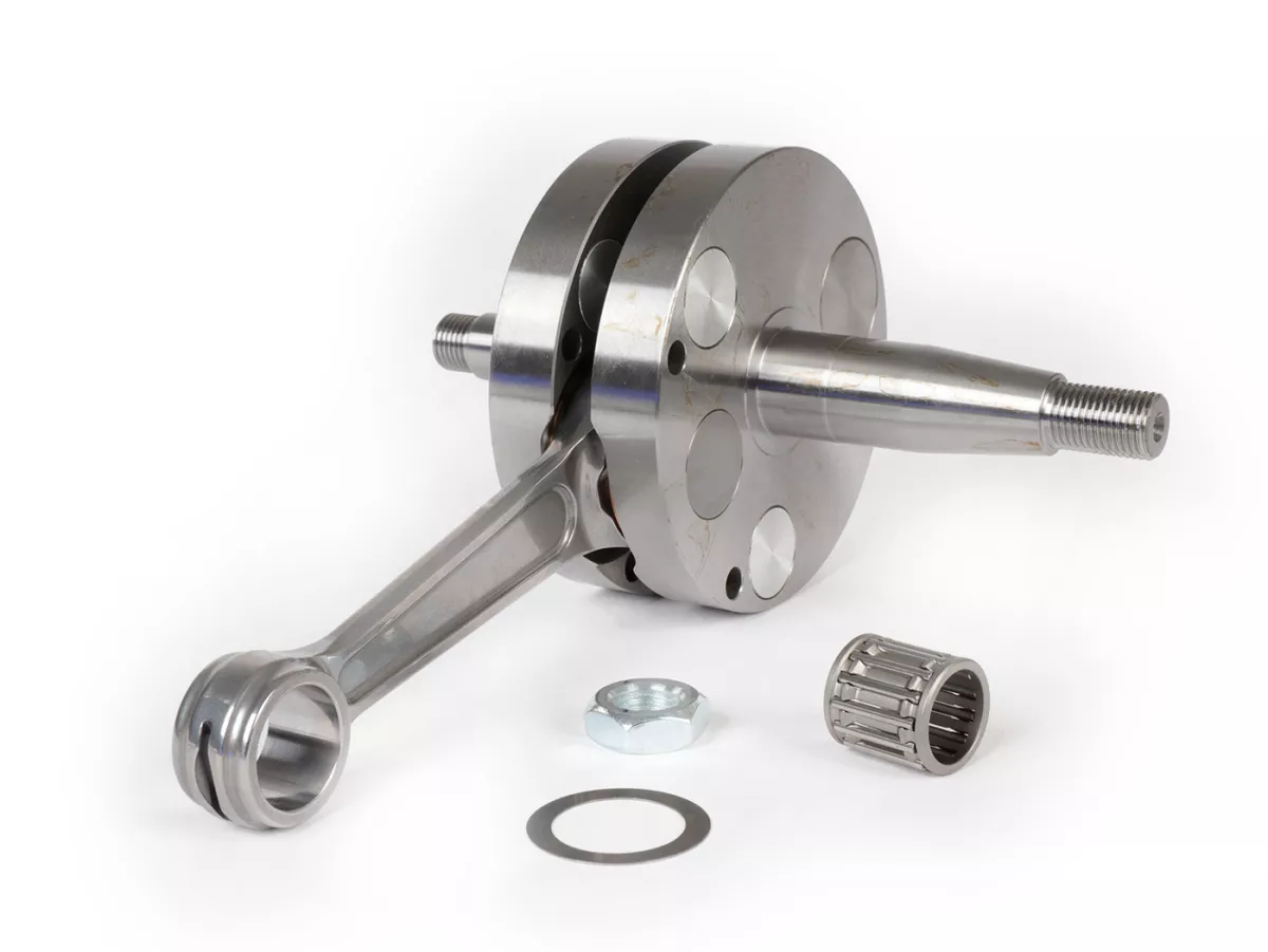 Crankshaft -POLINI RACING (for reed valve intake) full circle 'reed mission', stroke 54mm, conrod 105mm- conversion crankshaft Vespa PK50 XL/XL2 to 125cc (Ø=20mm cone) - for cylinder P1400227