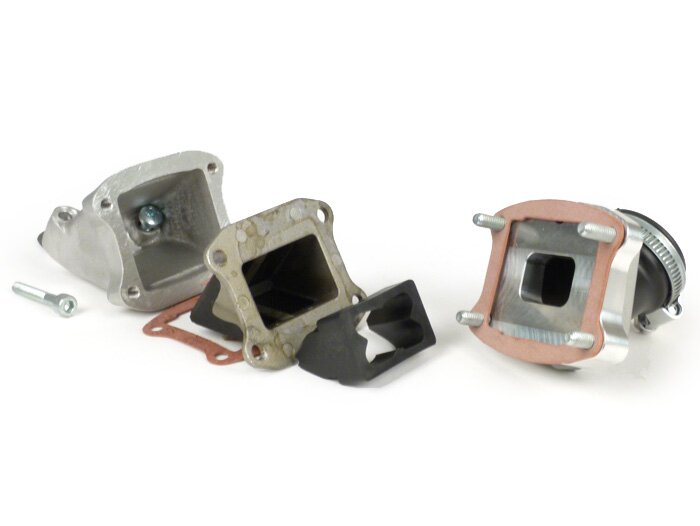 Intake manifold - Intake manifold diafragma -Diafragma 3-lubang POLINI - Vespa PK XL - AW = Ø34mm (karburator Ø28-30mm - PHBH, VHSH, PWK28, TMX30, Smartcarb 26-28)