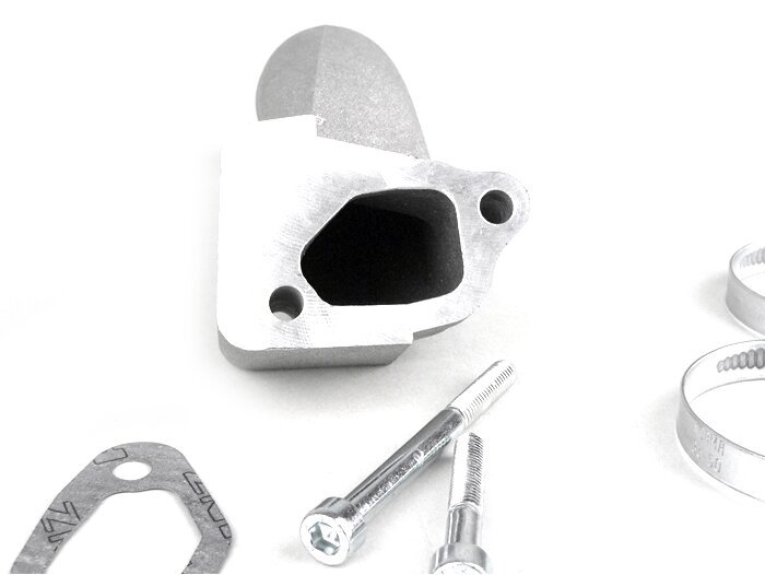 Pipe d’admission -POLINI, 2 trous, valve rotative- Vespa V50, PV125 - Ø connexion=34mm (carburateurs Ø28-30mm - PHBH, VHSH, PWK28, TMX30, Smartcarb 26-28)