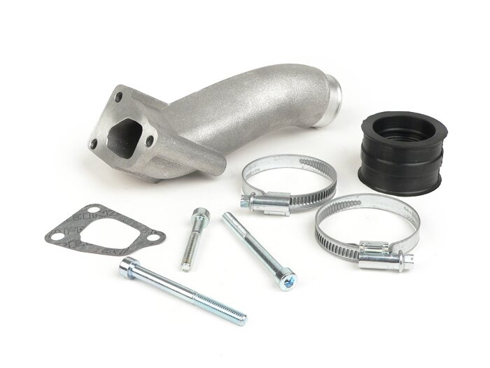 Conversion du collecteur d'admission -POLINI 3 trous, vanne rotative- pour le moteur Vespa PK XL 3 trous dans les châssis Vespa V50, PV125, ET3 - AW=Ø34mm (Vergaser Ø28-30mm - PHBH, VHSH, PWK28, TMX30, Smartcarb 26-28)