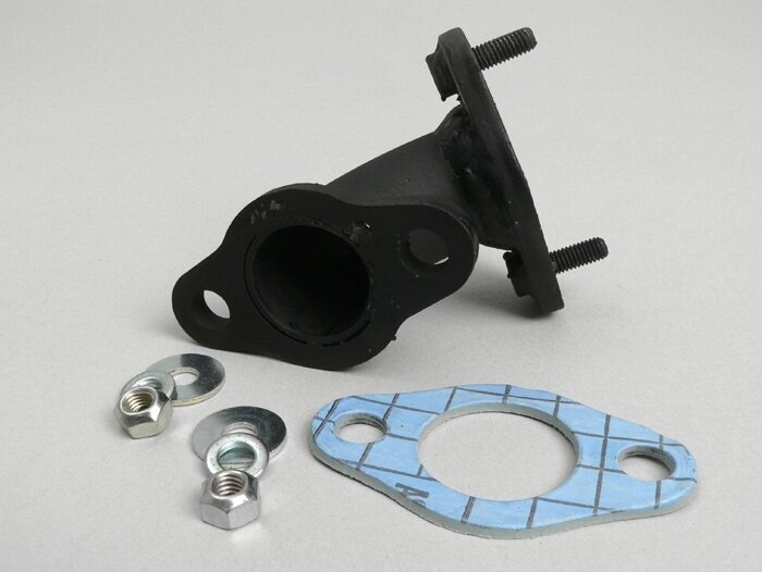 Colector de escape -SITO con manguito de mariposa (desmontable)- para escape estándar - Vespa Smallframe V50, PK50/PK80 S, PK50/PK80 XL, PK50 XL2, PK50 HP, PK50 FL, PK 50 automatic - acero - perno de escape M6/52mm, brida de cilindro Ø8mm/52mm