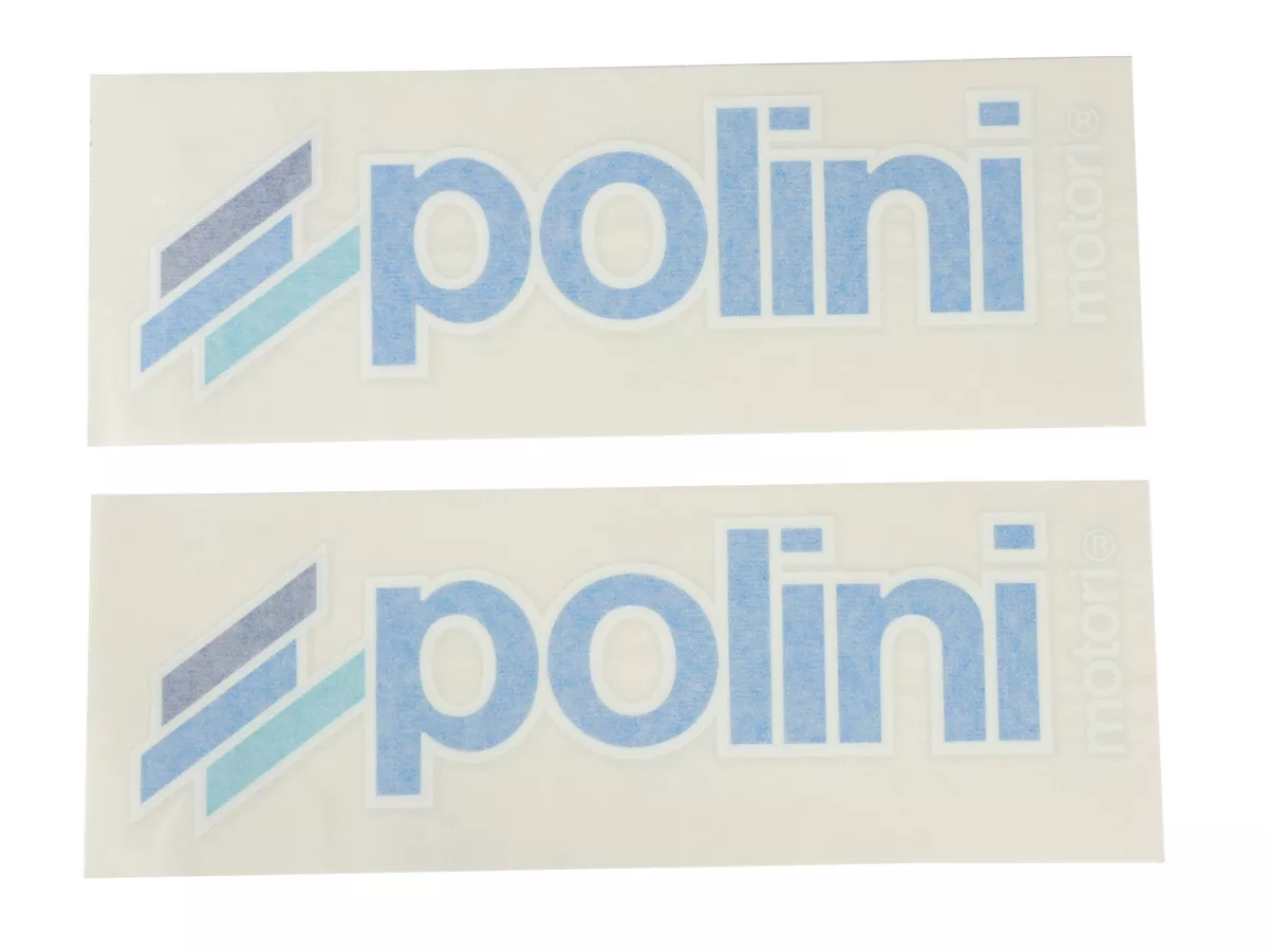 Sticker set -POLINI- 2x Polini 230x80mm - blue,  suitable for dark surfaces